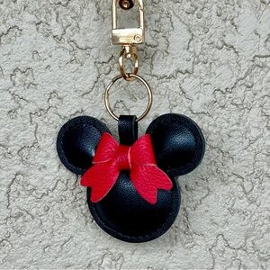 Adorable Black & Red Minnie Leather Keychain/Bag Charm